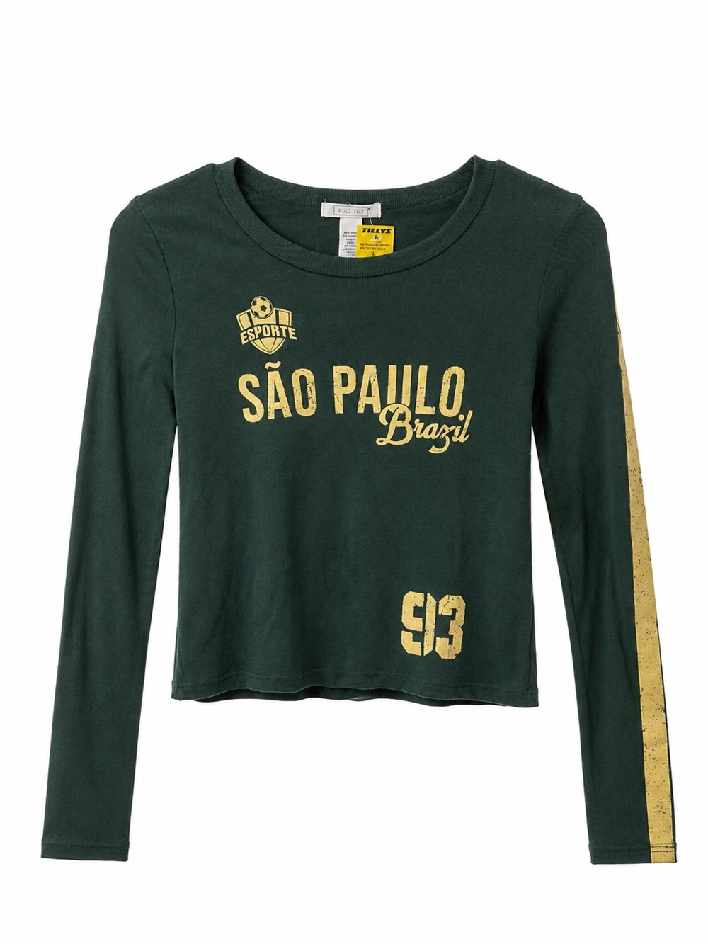 Full Tilt São Paulo Brazil Long Sleeve Baby Tee Green Tagged L Fits Small NWT